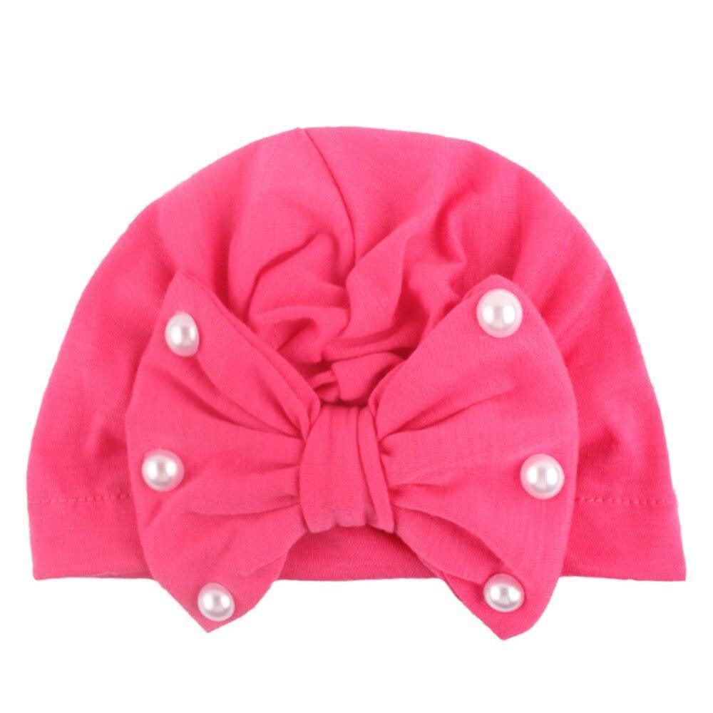 Modern Baby Hats Cute Rabbit Bow Knot with Pearls Baby Girl Hat with Pearls  for Kids In Diamond Luxury Style Stevvex