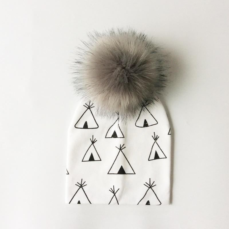 Luxury Modern Unique Toddler Boys and Girls Cartoon Printing Cotton Pompom Cap For Baby Beanie Hat With Pompon For Kids Stevvex