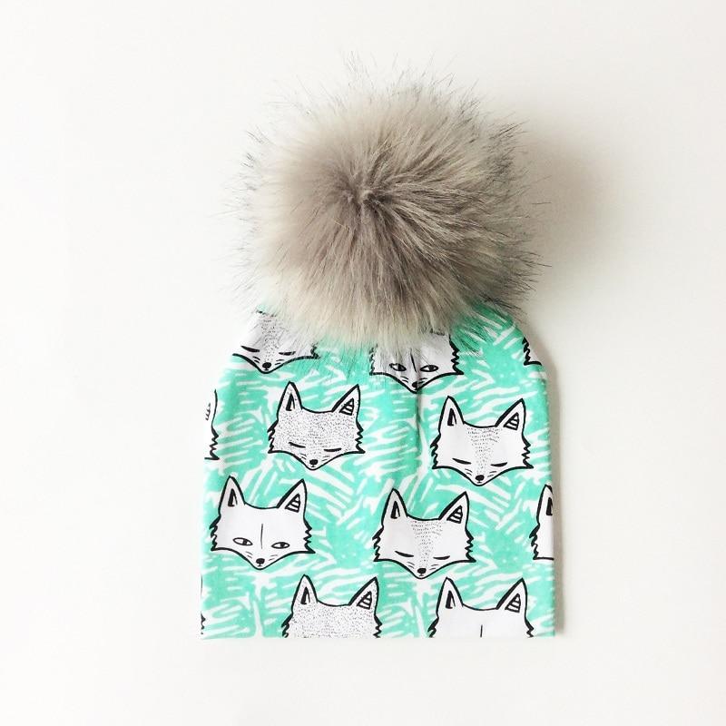 Luxury Modern Unique Toddler Boys and Girls Cartoon Printing Cotton Pompom Cap For Baby Beanie Hat With Pompon For Kids Stevvex