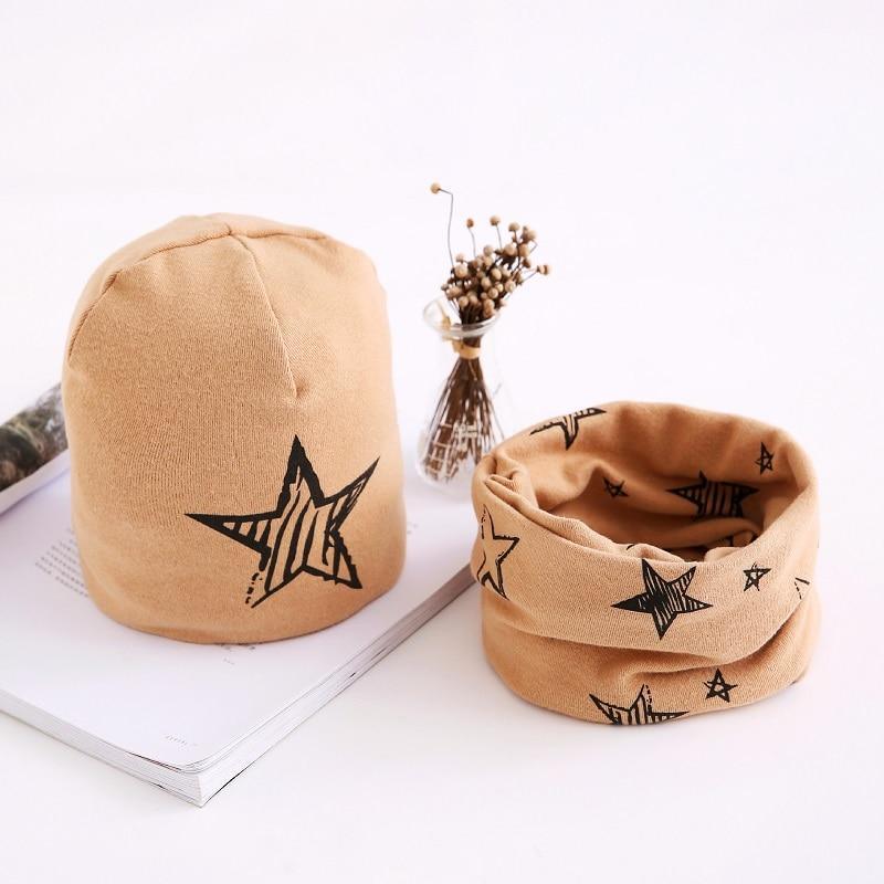Star Print Cotton Hat And Scarf  Baby Beanie Kids Caps Children's Accessories For Boys and Girls Stevvex