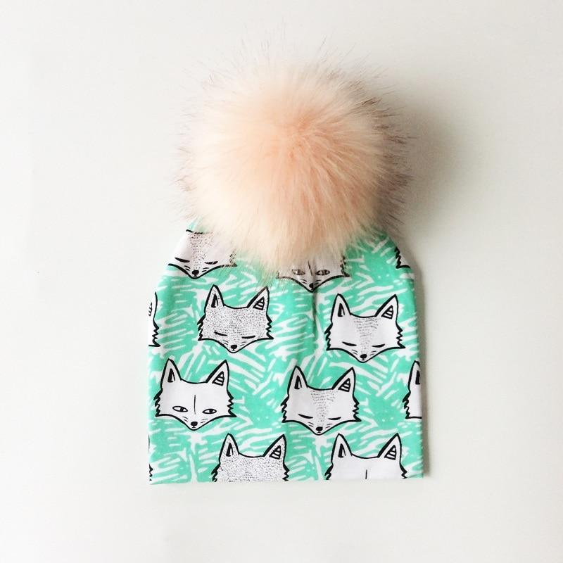 Luxury Modern Unique Toddler Boys and Girls Cartoon Printing Cotton Pompom Cap For Baby Beanie Hat With Pompon For Kids Stevvex