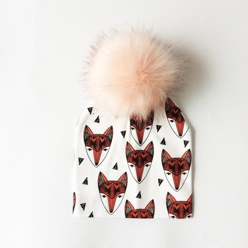 Luxury Modern Unique Toddler Boys and Girls Cartoon Printing Cotton Pompom Cap For Baby Beanie Hat With Pompon For Kids Stevvex
