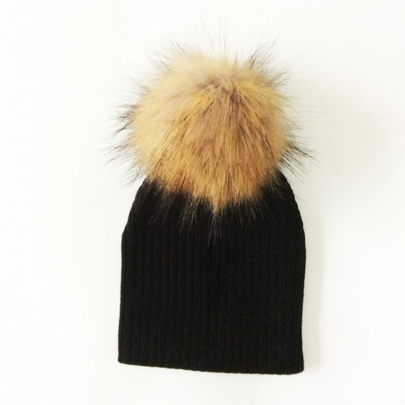 Trend New Winter Children Boy Girl Crochet Artificial Pompom Hat Knitted Toddler Kids Caps With Pompon Baby Beanie For Girls and Boys Stevvex