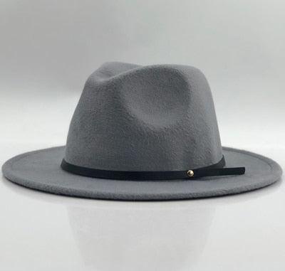 Women Men Wool Vintage Black Fedora Hat With Wide Unique Fedora Hats With Belt Buckle For Men Women Brim Gentleman Elegant Lady Winter Autumn Soft Caps Stevvex