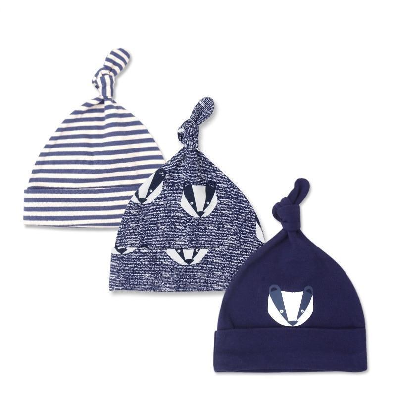 Printed Baby Hats & Caps For Newborn Baby Accessories In Elegant Modern Design Set Of 3PCS For Baby Kids Stevvex