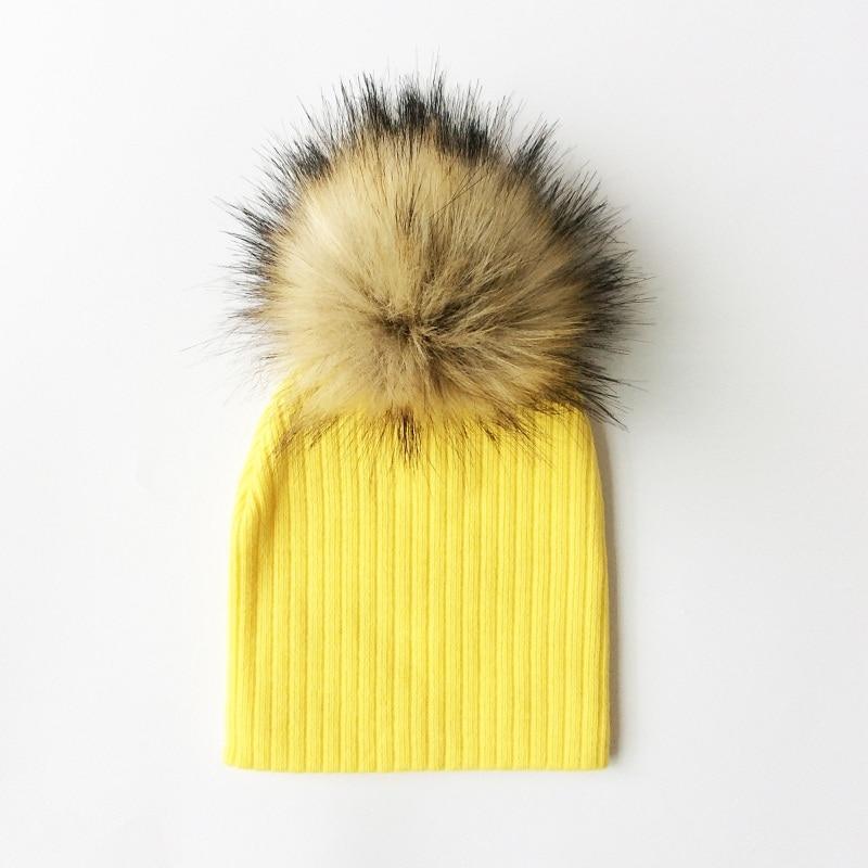 Trend New Winter Children Boy Girl Crochet Artificial Pompom Hat Knitted Toddler Kids Caps With Pompon Baby Beanie For Girls and Boys Stevvex