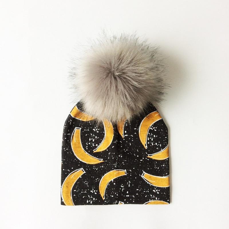 Luxury Modern Unique Toddler Boys and Girls Cartoon Printing Cotton Pompom Cap For Baby Beanie Hat With Pompon For Kids Stevvex