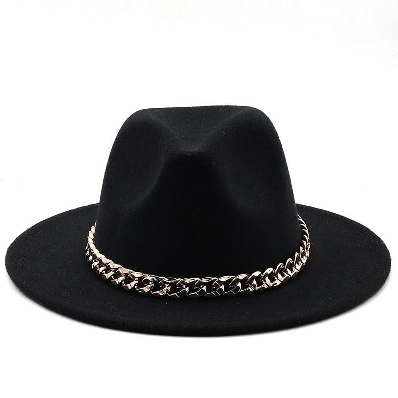 Elegant Green Fedora Hats Women Men Fedora Hats Wide Brim Fedora Hat Summer Chain Band Jazz Hats Winter Autumn Gentleman Outdoor Hat Stevvex