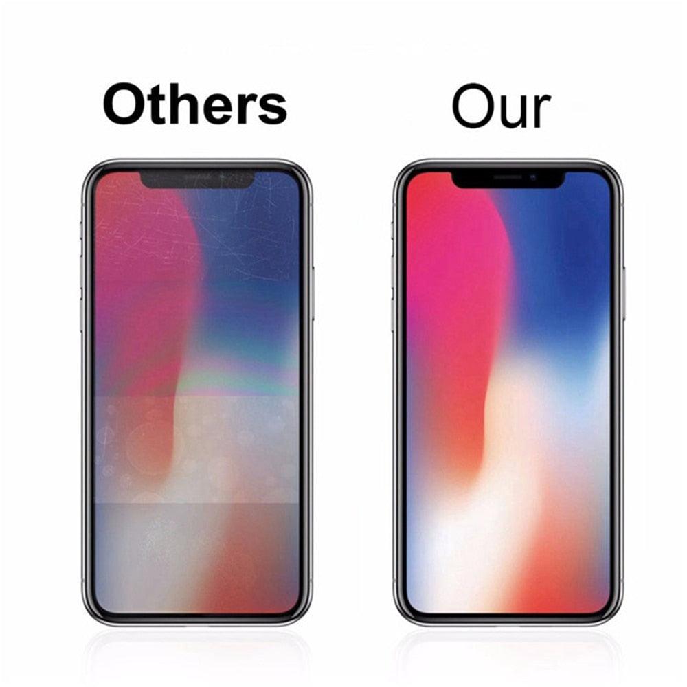 3pcs For iPhone 12 13 Mini 14 Pro Max Glass Screen Protector For iPhone XR XS SE 2022 6 7 8 Plus 13 Pro Max Glass Not Full Cover Curved Edge Anti Explosion Temper Glass Screen Protector for iPhone