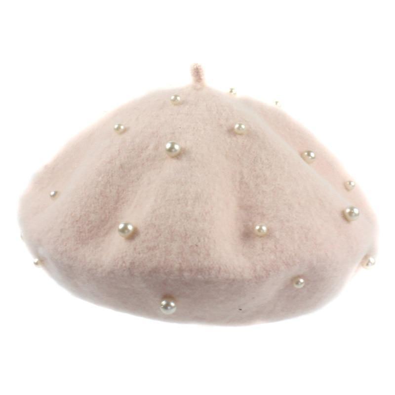 Modern Art Wool Baby Hat with Pearls Cat Candy Color Retro Baby Girl Cap Kids Beret Hats for Girls Stevvex