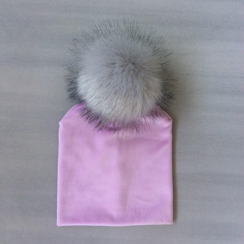 Kids Girls Solid Hat With Pompon Baby Beanie Pompom Cap Children's Accessories Design Stevvex