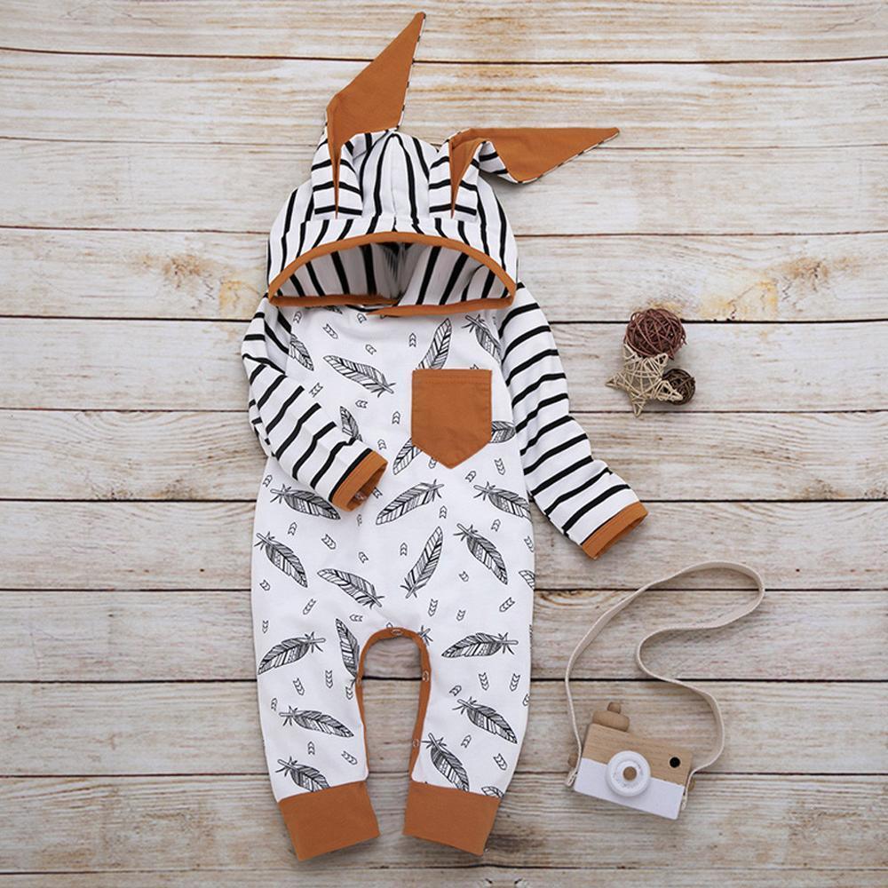 Modern Newborn Baby Boy Clothes Feather T shirt Tops Strip Pants Set For Kids Stevvex