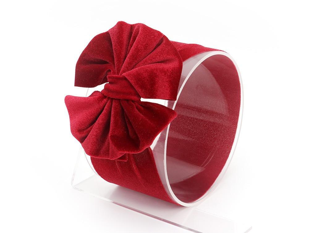 New Large Bow Baby Headband Velet Soft Bowknot Girl Accessories Hair Solid Messy Bows Toddler Headbands Baby Head Wraps Turban Big Bow for Girls Stevvex
