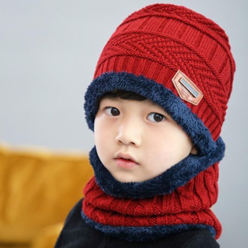 Knitted Baby Hats  Cap and Scarf Turban Beanie Cotton Warm Wool Fur Caps Soft Hat For Childern Girl And Boys Stevvex