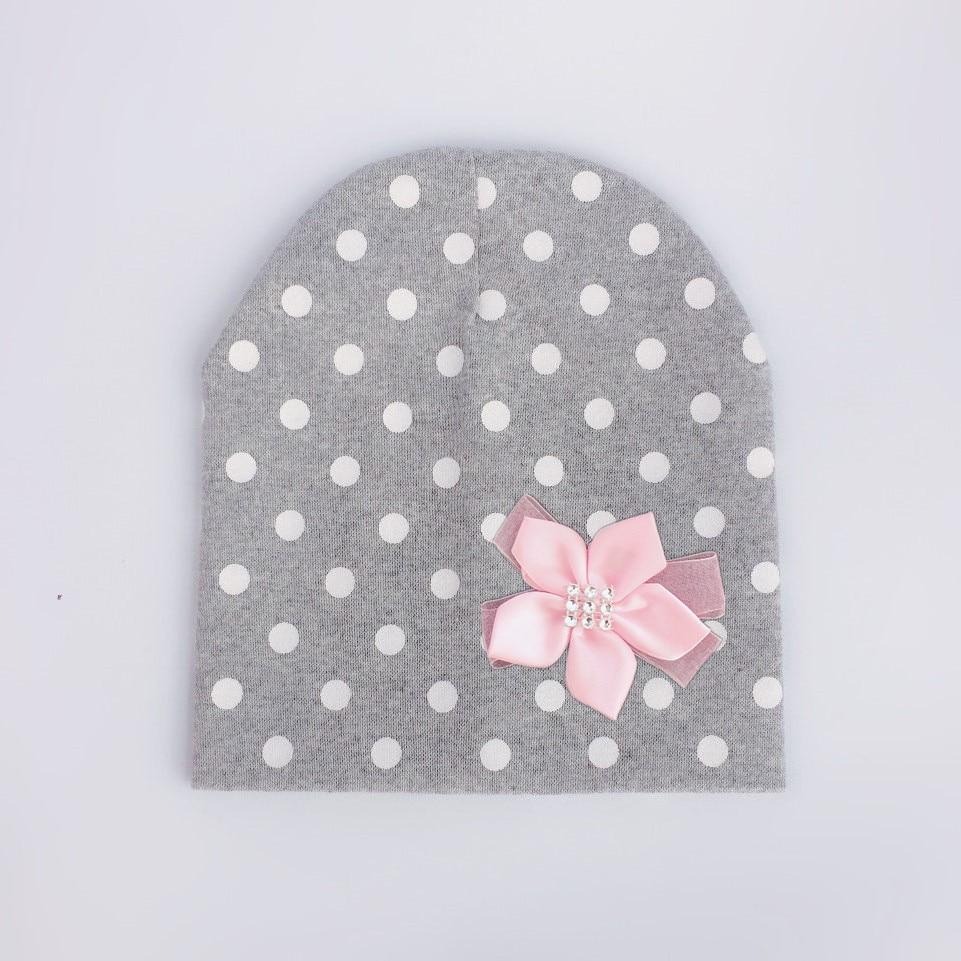 Modern Elegant Baby Girl Hat Cap With Bow and Dots Cotton Flower Beanie for Girls Butterfly Knot Stevvex