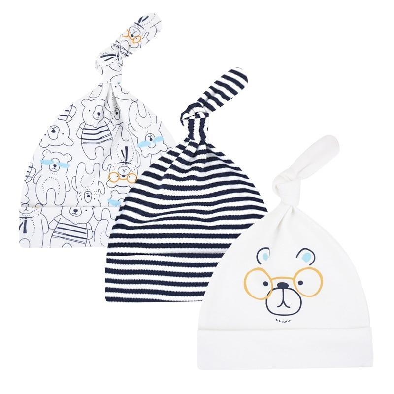 Printed Baby Hats & Caps For Newborn Baby Accessories In Elegant Modern Design Set Of 3PCS For Baby Kids Stevvex