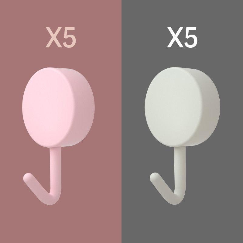 10PCS Self Adhesive Wall Hook Strong Without Drilling Coat Bag Bathroom Door Kitchen Towel Hanger Hooks Home Storage Accessories Decorative Hooks Entrance Organizers with Self-Adhesive Hooks for Hanging Keys Towels Stevvex