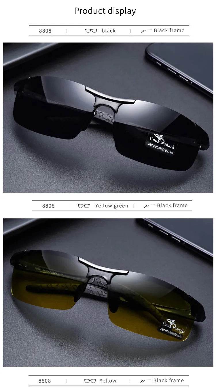 Cook Shark's New Aluminum Magnesium Sunglasses Men's sunglasses HD Polarized Driving Color Glasses Tide