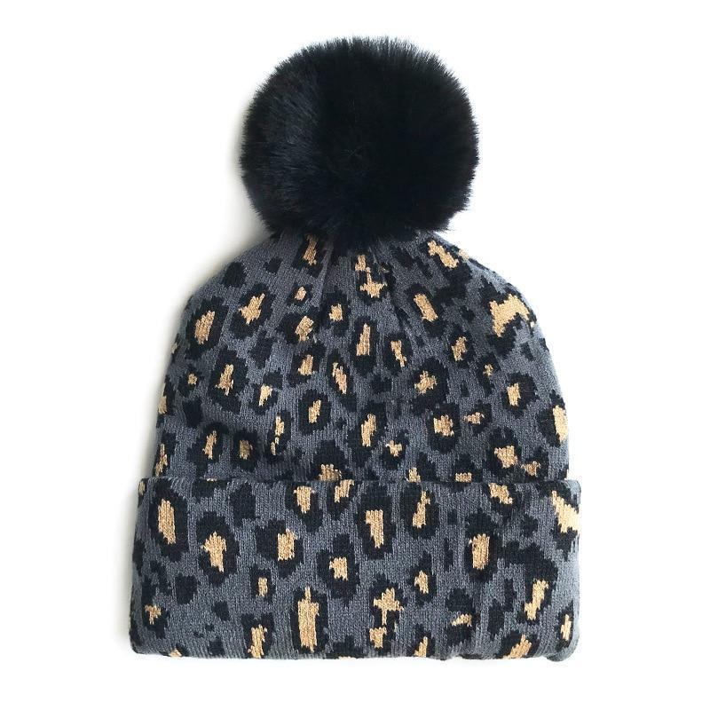 Matching Family Outfits Leopard Children Hats Mother Kids Hats Winter Kids Caps For Mother & Daughter in Elegan Leopard Design Stevvex