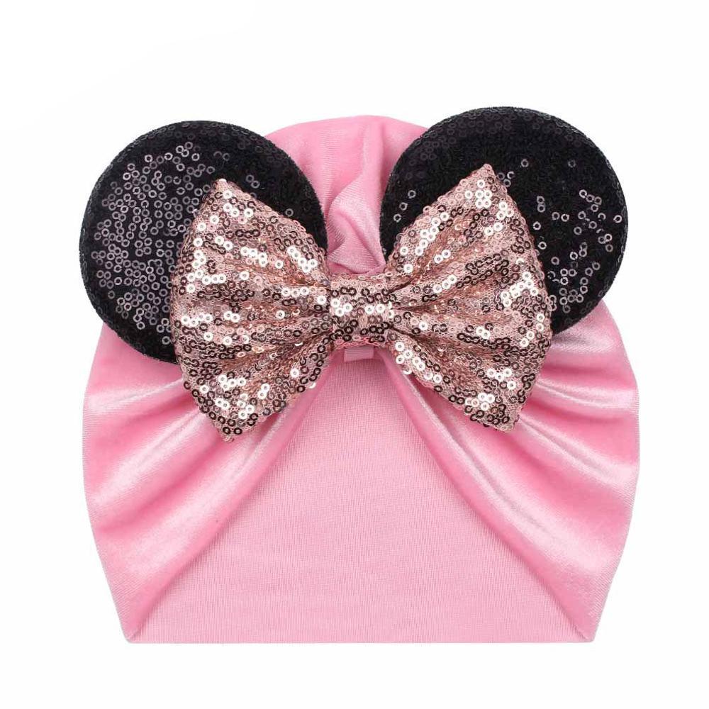 Modern Shiny Cute Dot  Big Bow Baby Cap Hat For Girls Kids Flannel Beanie Autumn Winter Warm Girls Turbans Stevvex