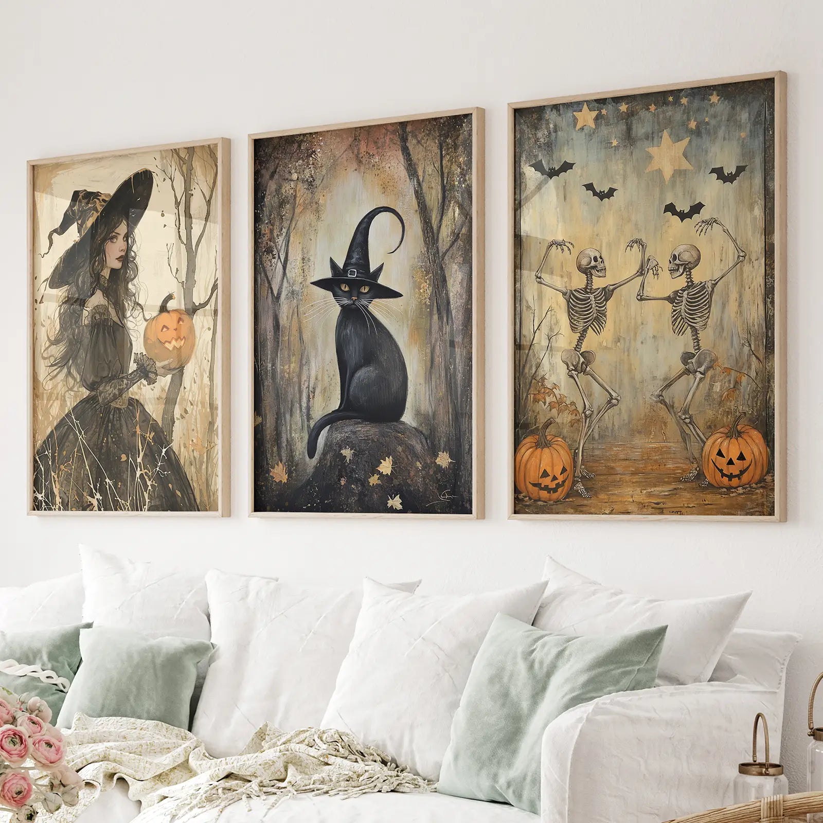 Witchy Halloween Fall Decor Modern Wall Art Print Wall Art Set