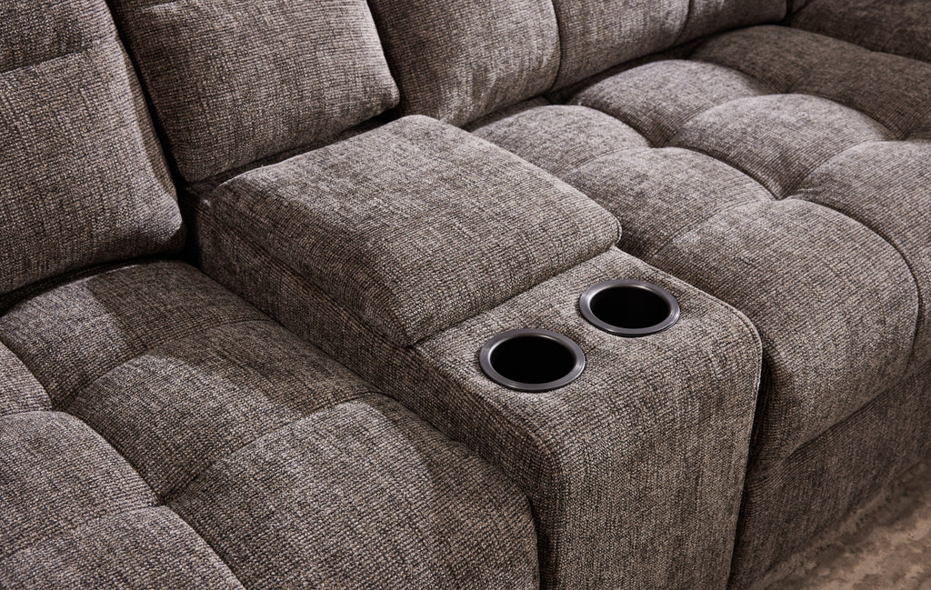 Haven Gunmetal 7-Piece Sleeper Sectional with Sliding Seats and Storage Ornate Furniture