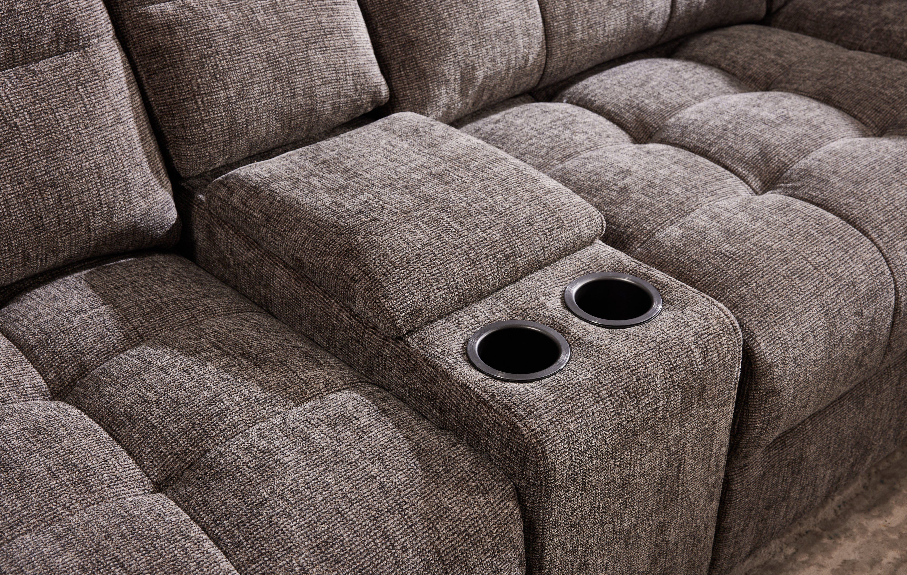 Haven Gunmetal 7-Piece Sleeper Sectional with Sliding Seats and Storage Ornate Furniture