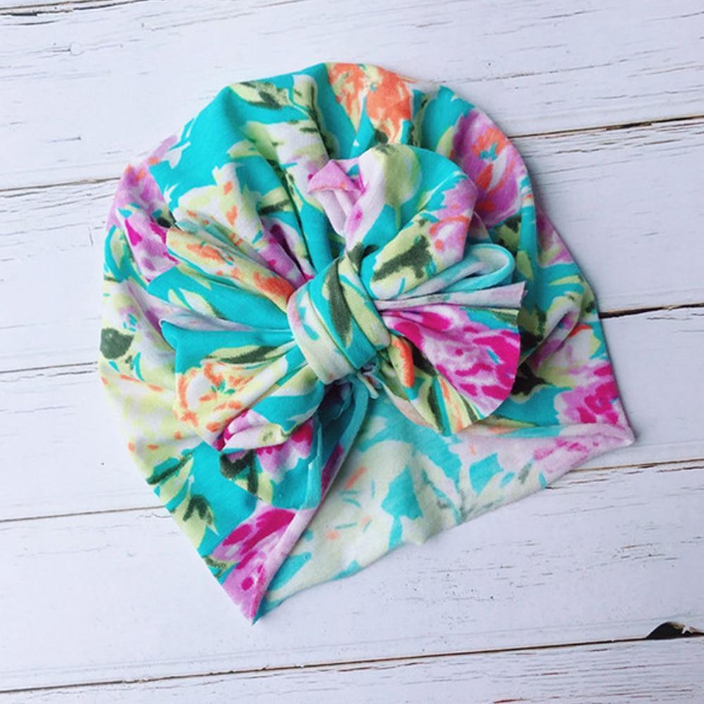 Cute Baby Hat Toddler Kids Soft Cotton Turban Beanies Hat Boy Girl Floral Bowknot Head Wraps Stevvex