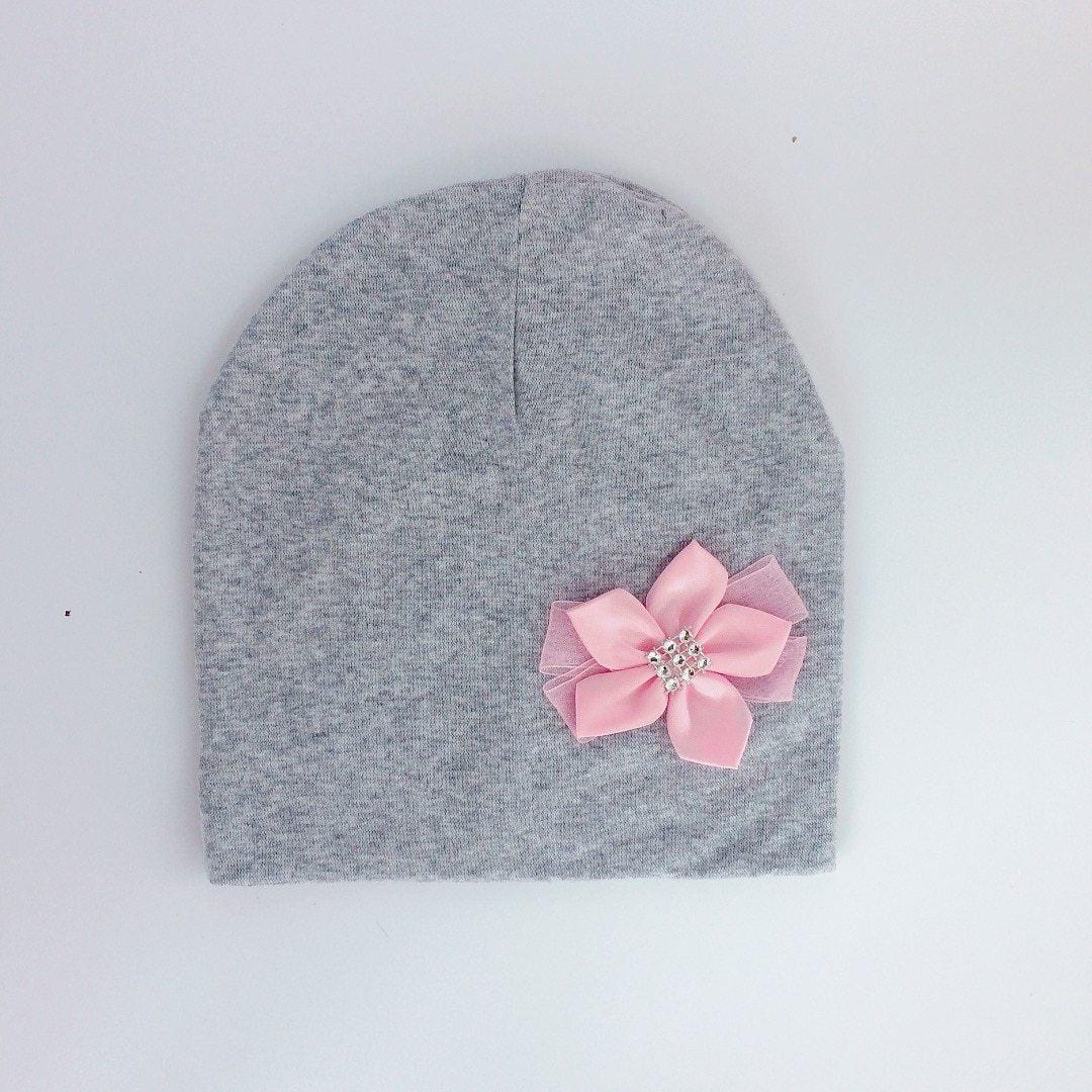 Modern Elegant Baby Girl Hat Cap With Bow and Dots Cotton Flower Beanie for Girls Butterfly Knot Stevvex