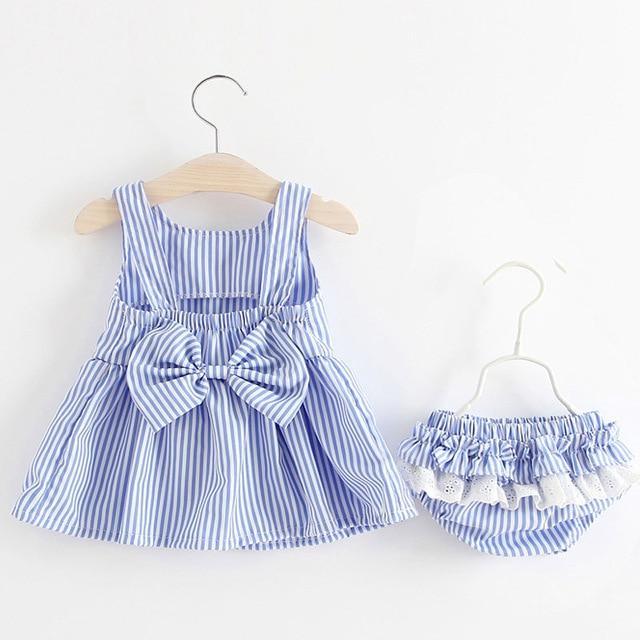 Luxury Modern Baby Girls Dresses With Hat 2pcs Clothes Sets Kids Clothes Baby Sleeveless Dress Print Floral Fruit Design Style Stevvex
