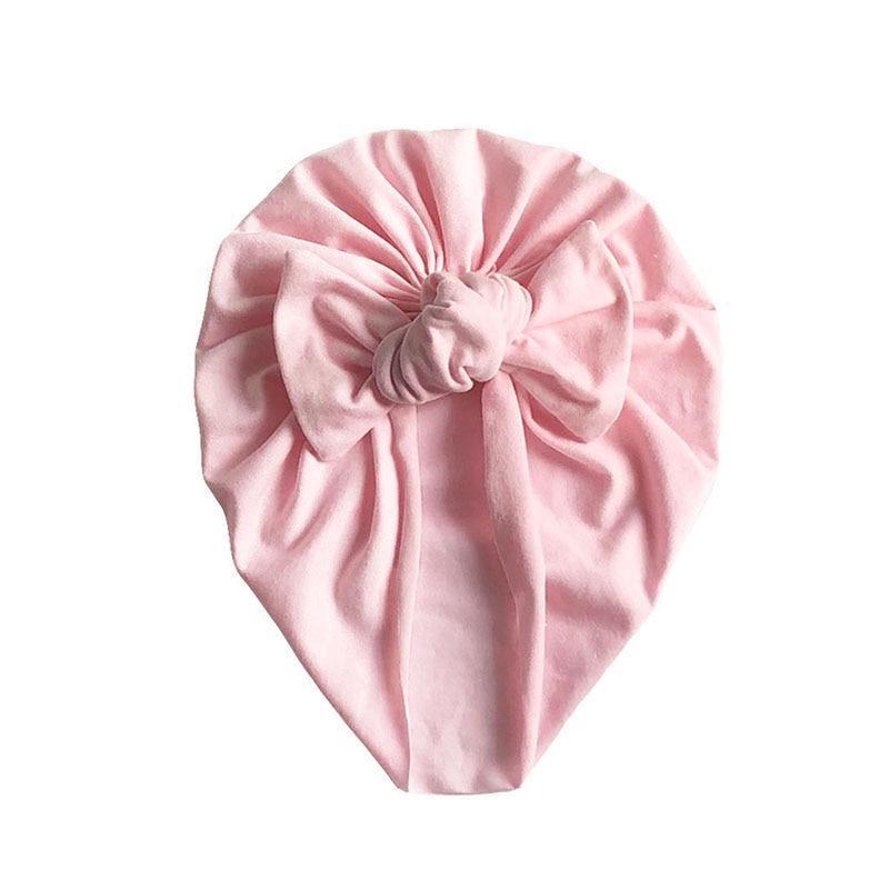 Handamde Elegant Baby Hats for Girls Big Bow Turban Hat Newborn  Baby Beanie Cap Solid Color Style Stevvex