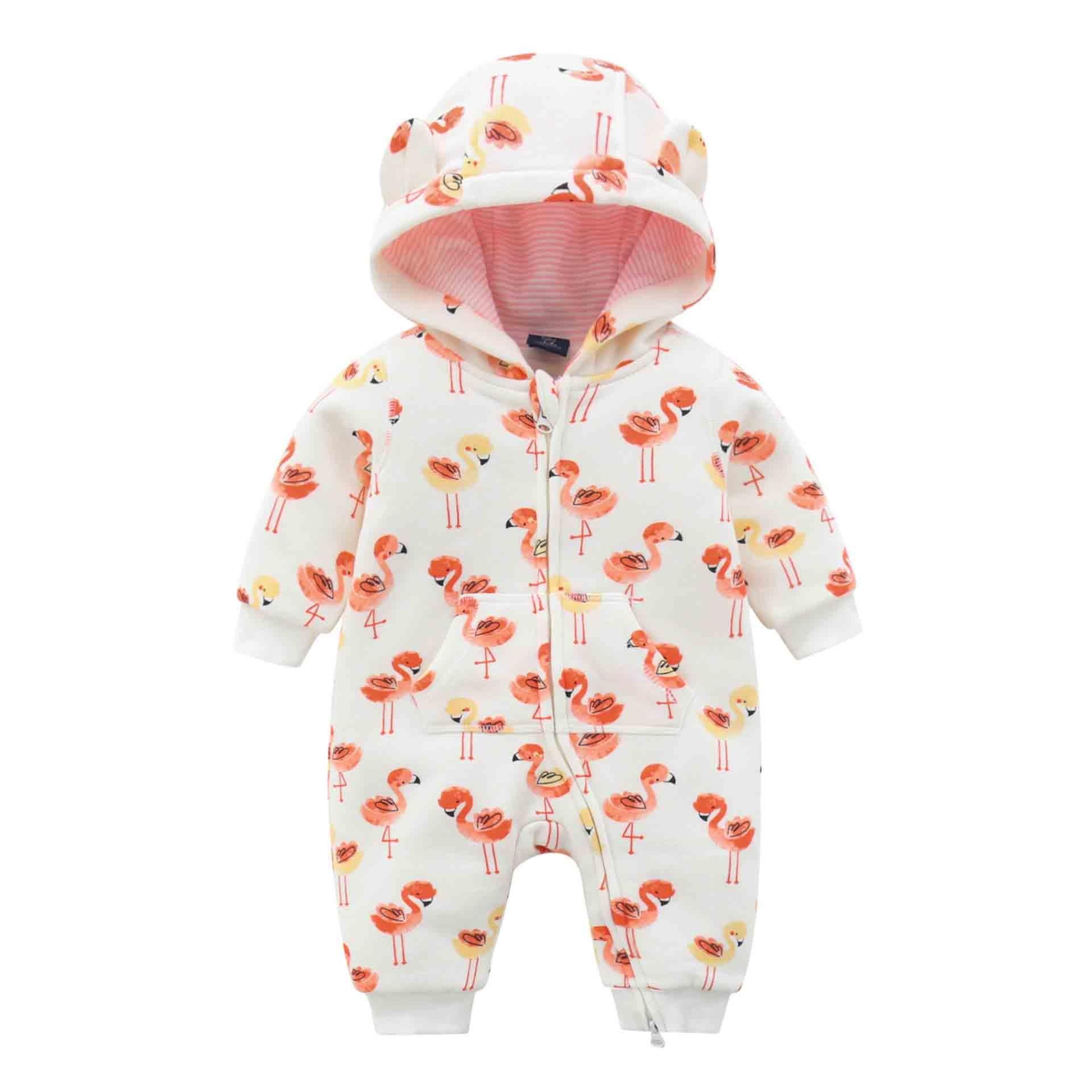 Baby Rompers Long Sleeve Zip Hooded Jumpsuits Playsuits for Toddler Boy/Girl For Autumn and Winter Season Stevvex