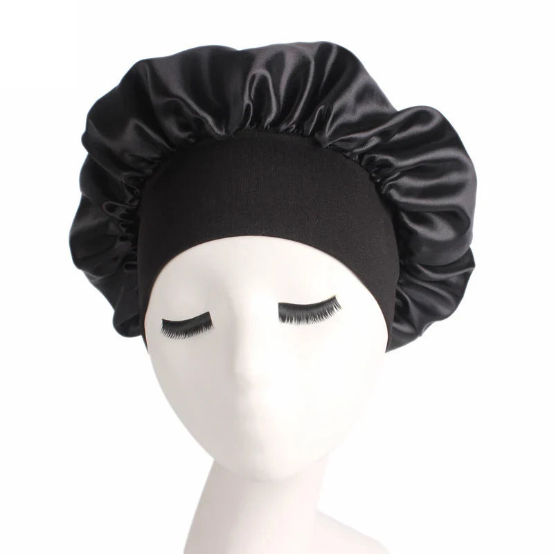 1pc Adjust Solid Satin Bonnet Hair Styling Cap Long Hair Care Women Night Sleep Hat Silk Head Wrap Shower Cap Hair Styling Tools V.I.P Digital Presence