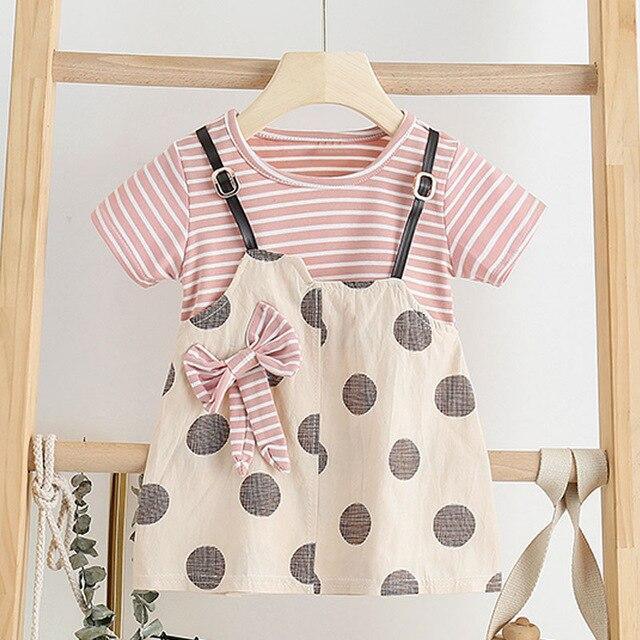 Modern Luxury Baby Girl Summer Party Clothing Cherry Dot Princess Dresses Bow Hat Outfits For Girls Stevvex