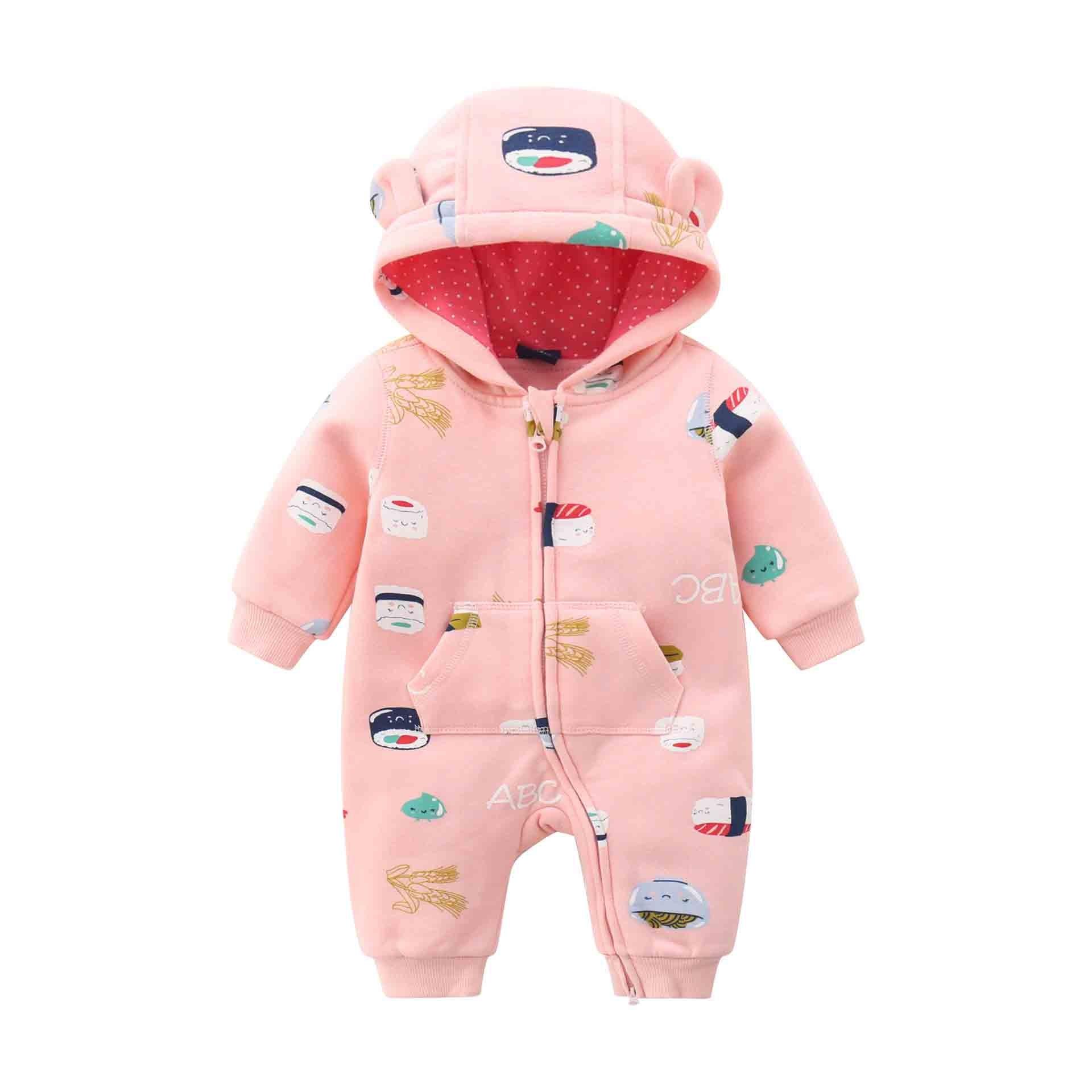 Baby Rompers Long Sleeve Zip Hooded Jumpsuits Playsuits for Toddler Boy/Girl For Autumn and Winter Season Stevvex