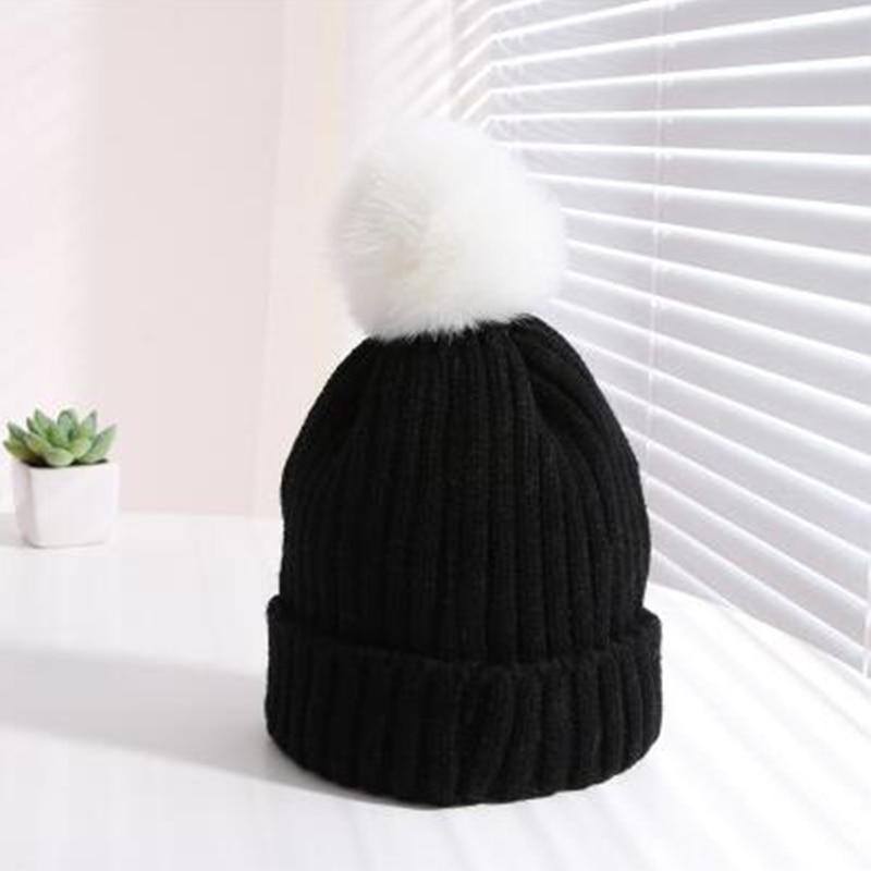 Winter Warm Baby Hat Fur Pompom Knitted Baby Hat Cap Infant Toddler Kids Hat Beanie In Modern Designer Style Stevvex