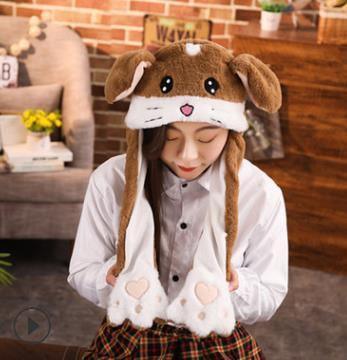 Modern Elegant Winter Interesting Girls Animals Ear Moving Jumping Hats Children and Adults Women Warm Rabbit Winter Caps In Modern Design Stevvex