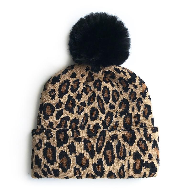 Matching Family Outfits Leopard Children Hats Mother Kids Hats Winter Kids Caps For Mother & Daughter in Elegan Leopard Design Stevvex