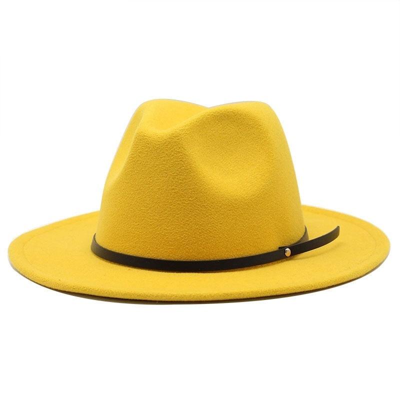 Women Men Wool Vintage Black Fedora Hat With Wide Unique Fedora Hats With Belt Buckle For Men Women Brim Gentleman Elegant Lady Winter Autumn Soft Caps Stevvex