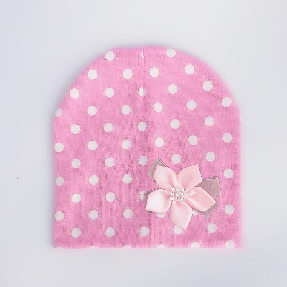 Modern Elegant Baby Girl Hat Cap With Bow and Dots Cotton Flower Beanie for Girls Butterfly Knot Stevvex