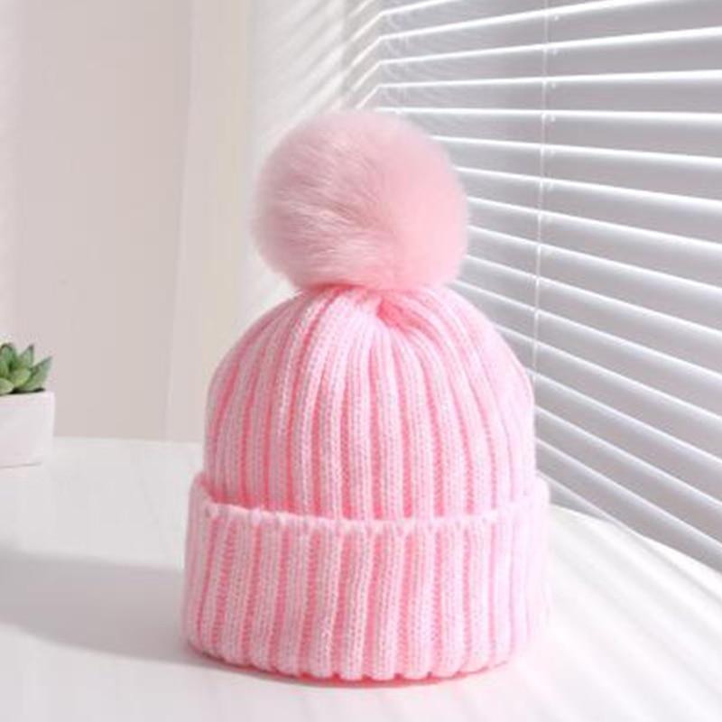 Winter Warm Baby Hat Fur Pompom Knitted Baby Hat Cap Infant Toddler Kids Hat Beanie In Modern Designer Style Stevvex