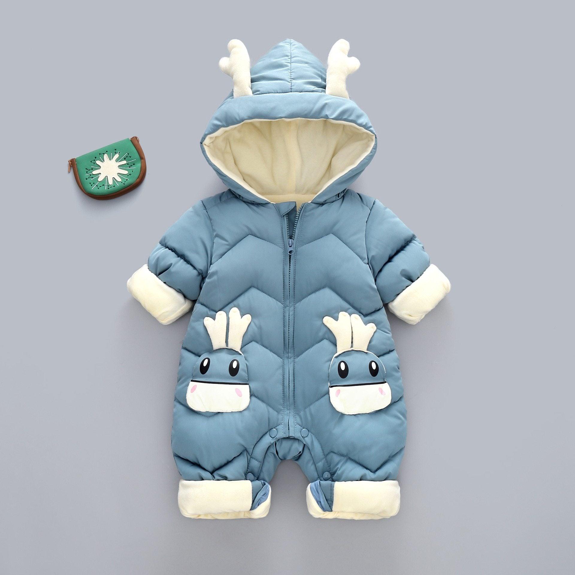 Modern Elegant Baby Warm Thick Cotton Hooded Jumpsuit Snowsuit Rompers Outfit for Children In Modern Design Stevvex