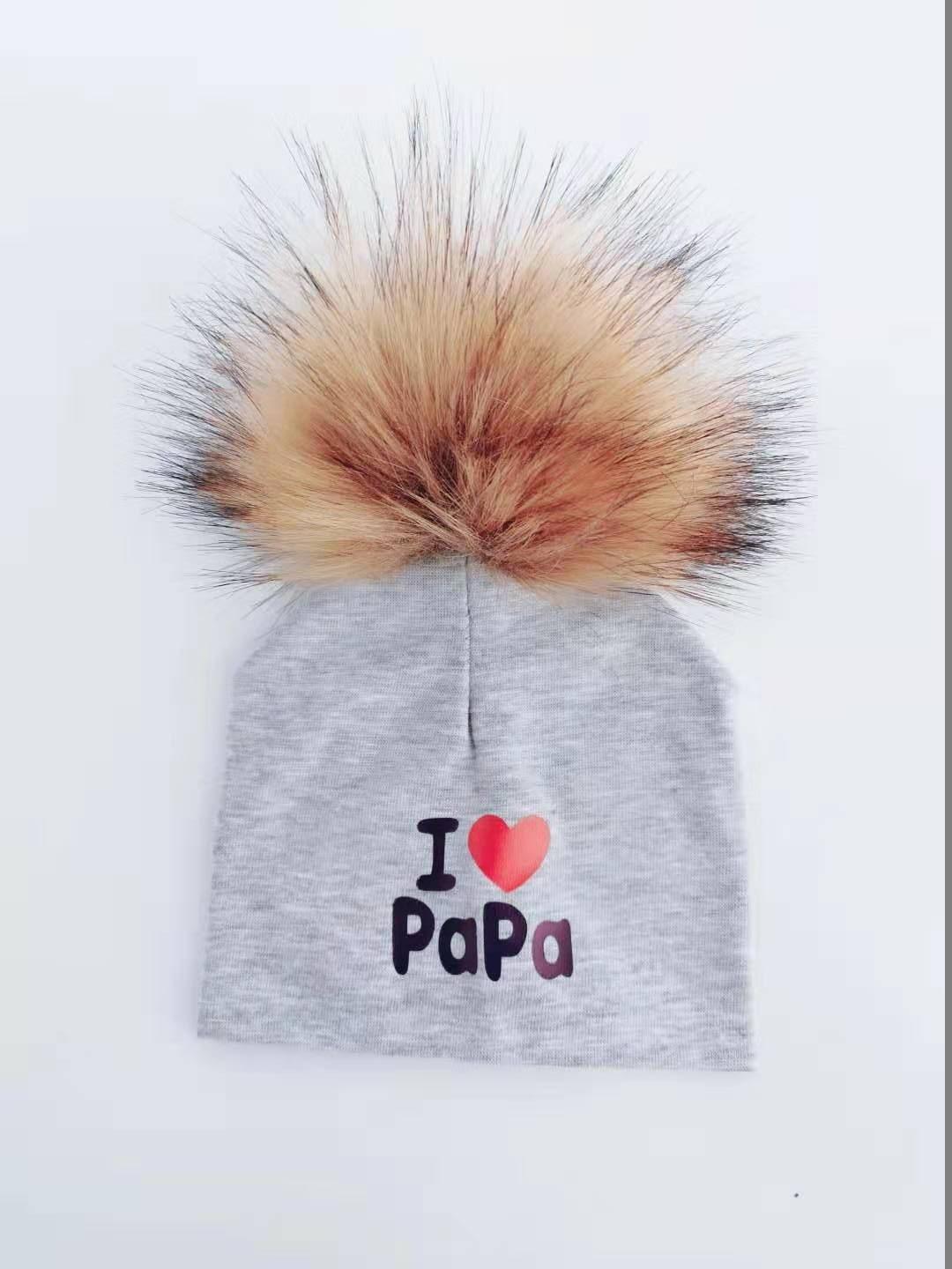 Newborn Cotton Hats Baby Pom Pom Childre Infant Hats For BabY Boys and Girls Wth Printed "I love mama " and " Design Stevvex