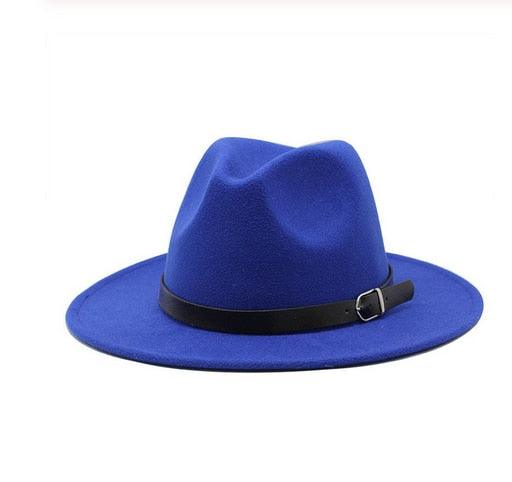 Vintage Winter Autumn Woolen Women Men Belt Buckle Fedora Hat Classic Wide Brim Floppy Hat Retro Warm Top Hat Vintage Cap Women Fedoras Durable Hat Stevvex