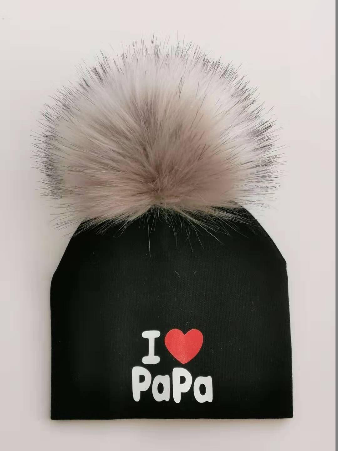 Newborn Cotton Hats Baby Pom Pom Childre Infant Hats For BabY Boys and Girls Wth Printed "I love mama " and " Design Stevvex