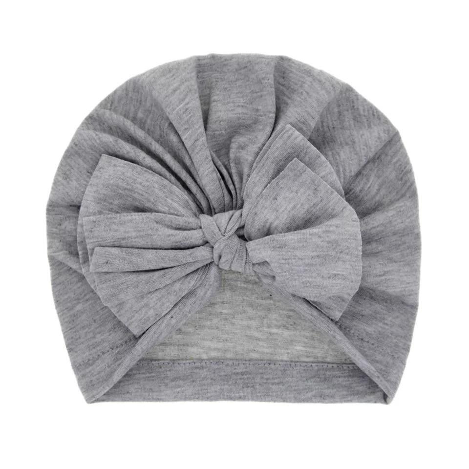 Modern Luxury Baby Girl Lovely Soft Winter Big Bow Turban Bonnet Cotton Caps For Girls Baby Stevvex