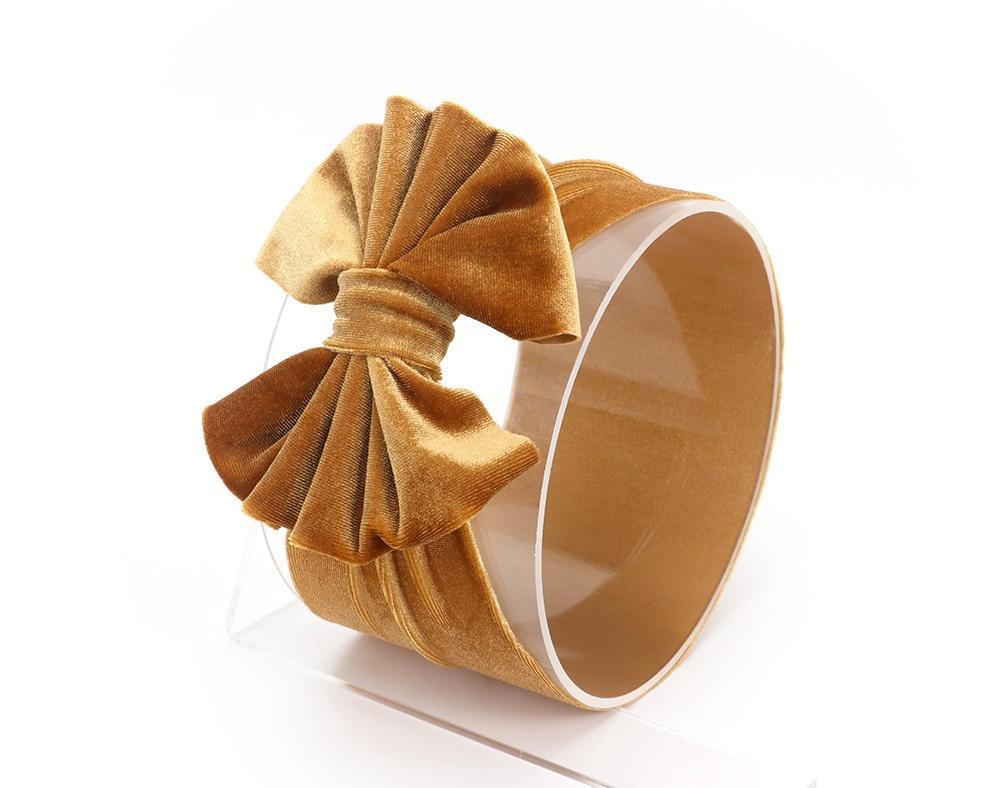 New Large Bow Baby Headband Velet Soft Bowknot Girl Accessories Hair Solid Messy Bows Toddler Headbands Baby Head Wraps Turban Big Bow for Girls Stevvex