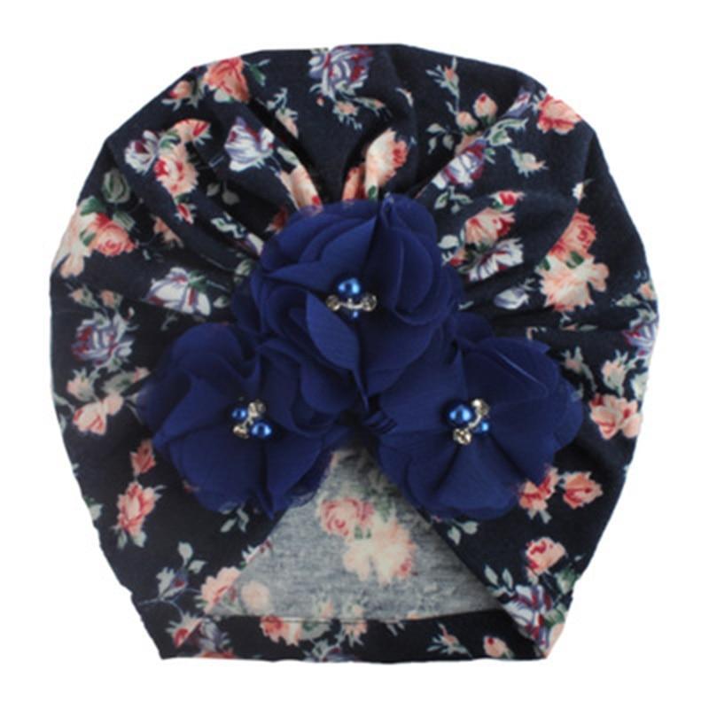 Handmade Luxury Flower With Pearl Cotton Soft Baby Turban Headband Handmade Elastic Baby Head Wrap Newborn Hair Accessories For Girls Stevvex