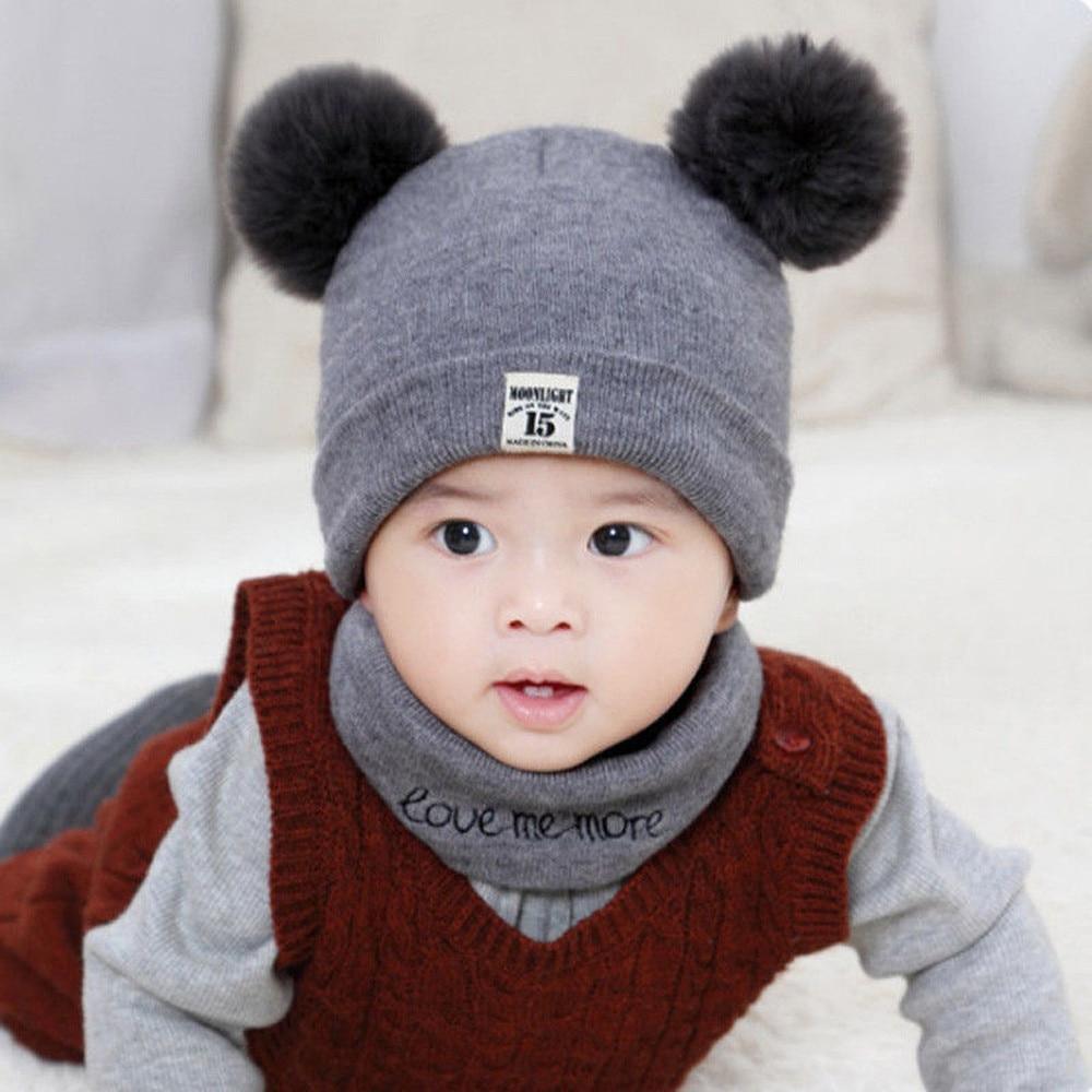 Modern Luxury Children Hats Pom Pom Ball Hat Kids Warm Wool Hooded Hat Baby Scarves Toddler Caps For Kids Stevvex