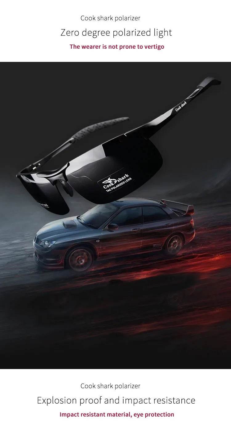 Cook Shark's New Aluminum Magnesium Sunglasses Men's sunglasses HD Polarized Driving Color Glasses Tide